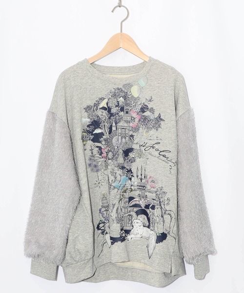 iS ScoLar（イズスカラー）の「553248：フリンジシフォン切替裏毛プルオーバー（Tシャツ/カットソー・レディース・アイボリー/ブラック/杢グレー・M）」の12枚目の写真