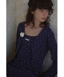 FLOWER WAVE CARDIGAN_NAVY