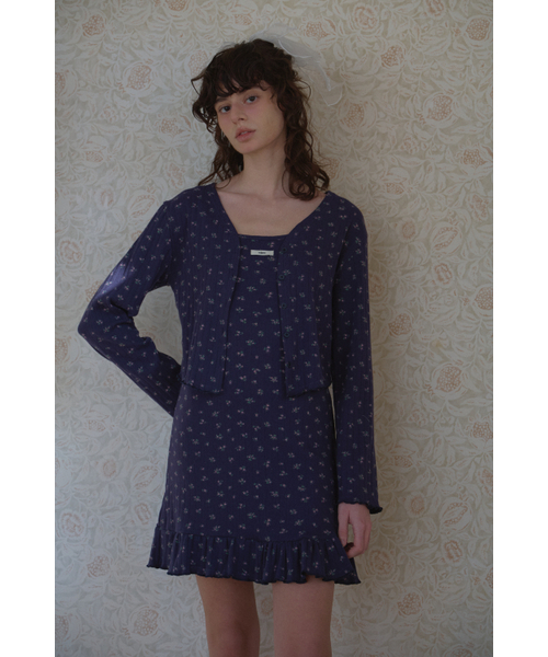 LETERIE(レテリー)の「FLOWER WAVE CARDIGAN_NAVY(カーディガン/ボレロ・レディース・ネイビー・FREE)」の3枚目の写真