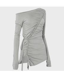 Handmade Twisted One-Shoulder Long Sleeve (FL-117_Gray)