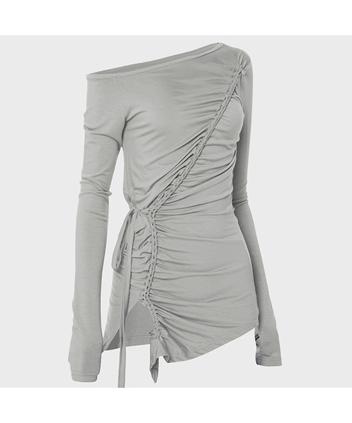 FLAREUP(フレアアップ)の「Handmade Twisted One-Shoulder Long Sleeve (FL-117_Gray)(Tシャツ/カットソー・レディース・グレー・FREE)」の1枚目の写真