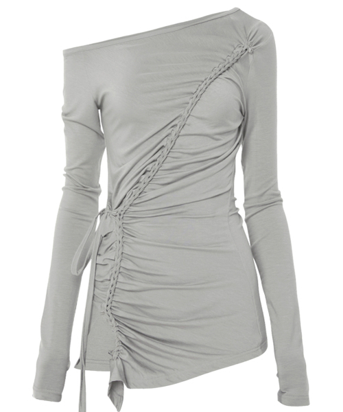 FLAREUP(フレアアップ)の「Handmade Twisted One-Shoulder Long Sleeve (FL-117_Gray)(Tシャツ/カットソー・レディース・グレー・FREE)」の7枚目の写真
