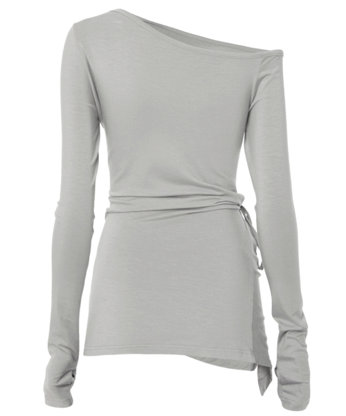 FLAREUP(フレアアップ)の「Handmade Twisted One-Shoulder Long Sleeve (FL-117_Gray)(Tシャツ/カットソー・レディース・グレー・FREE)」の6枚目の写真