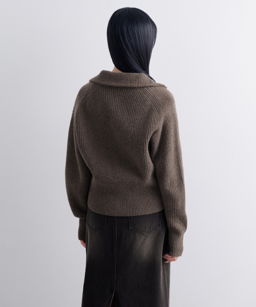 MUSINSA STANDARD WOMAN（ムシンサスタンダードウーマン）の「ウィメンズラムウールリブニットジップアップ[ヘッダーブラウン]（カーディガン/ボレロ・レディース・その他・SMALL/MEDIUM/LARGE）」の3枚目の写真