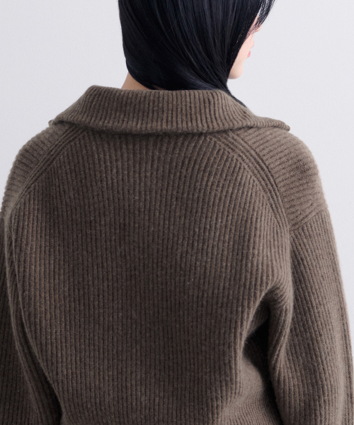 MUSINSA STANDARD WOMAN（ムシンサスタンダードウーマン）の「ウィメンズラムウールリブニットジップアップ[ヘッダーブラウン]（カーディガン/ボレロ・レディース・その他・SMALL/MEDIUM/LARGE）」の7枚目の写真