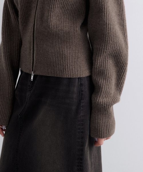 MUSINSA STANDARD WOMAN（ムシンサスタンダードウーマン）の「ウィメンズラムウールリブニットジップアップ[ヘッダーブラウン]（カーディガン/ボレロ・レディース・その他・SMALL/MEDIUM/LARGE）」の8枚目の写真
