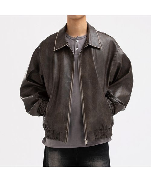 UNDEROFF(アンダーオフ)の「グロッシービンテージレザージャケットブラウン(その他アウター・メンズ・ブラウン・MEDIUM/LARGE/X-LARGE)」の1枚目の写真