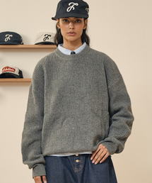 TAKEASY（テイクイージー）の「ラムスウールクルーネックオーバーニット（ヘッダーグレー）（ニット/セーター）」
