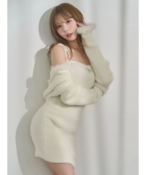 EATME(イートミー)の「ニットベアワンピース&ファートリムボレロセット(ワンピース・レディース・オフホワイト/グレー/ブラック・FREE)」の8枚目の写真