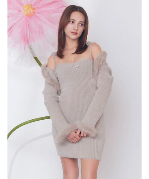 EATME(イートミー)の「ニットベアワンピース&ファートリムボレロセット(ワンピース・レディース・オフホワイト/グレー/ブラック・FREE)」の10枚目の写真