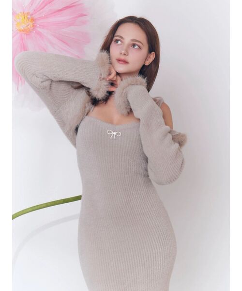 EATME(イートミー)の「ニットベアワンピース&ファートリムボレロセット(ワンピース・レディース・オフホワイト/グレー/ブラック・FREE)」の12枚目の写真