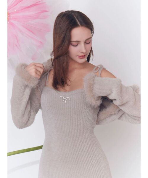 EATME(イートミー)の「ニットベアワンピース&ファートリムボレロセット(ワンピース・レディース・オフホワイト/グレー/ブラック・FREE)」の13枚目の写真