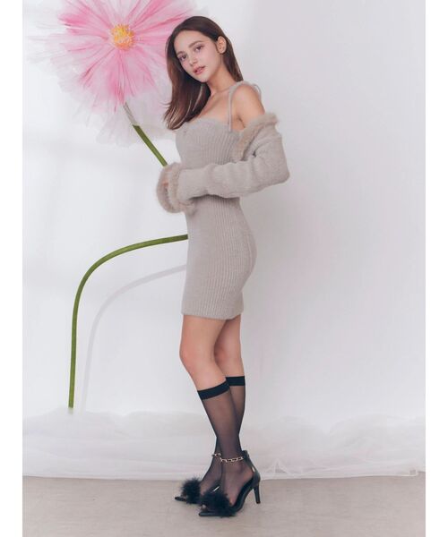 EATME(イートミー)の「ニットベアワンピース&ファートリムボレロセット(ワンピース・レディース・オフホワイト/グレー/ブラック・FREE)」の15枚目の写真