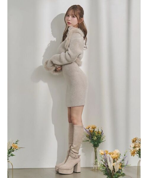 EATME(イートミー)の「ニットベアワンピース&ファートリムボレロセット(ワンピース・レディース・オフホワイト/グレー/ブラック・FREE)」の17枚目の写真