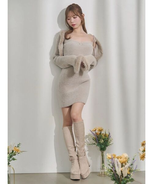 EATME(イートミー)の「ニットベアワンピース&ファートリムボレロセット(ワンピース・レディース・オフホワイト/グレー/ブラック・FREE)」の20枚目の写真