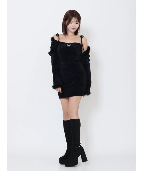 EATME（イートミー）の「ニットベアワンピース&ファートリムボレロセット（ワンピース・レディース・オフホワイト/グレー/ブラック・FREE）」の22枚目の写真