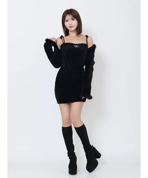 EATME（イートミー）の「ニットベアワンピース&ファートリムボレロセット（ワンピース・レディース・オフホワイト/グレー/ブラック・FREE）」の21枚目の写真