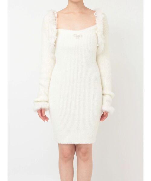 EATME（イートミー）の「ニットベアワンピース&ファートリムボレロセット（ワンピース・レディース・オフホワイト/グレー/ブラック・FREE）」の16枚目の写真