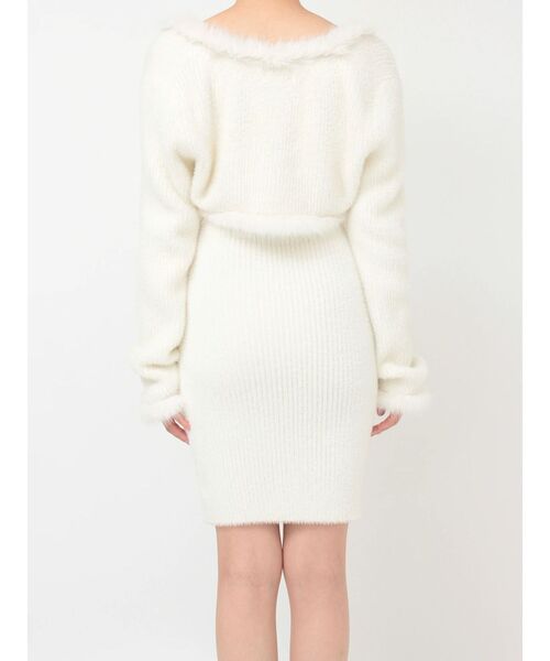 EATME（イートミー）の「ニットベアワンピース&ファートリムボレロセット（ワンピース・レディース・オフホワイト/グレー/ブラック・FREE）」の4枚目の写真