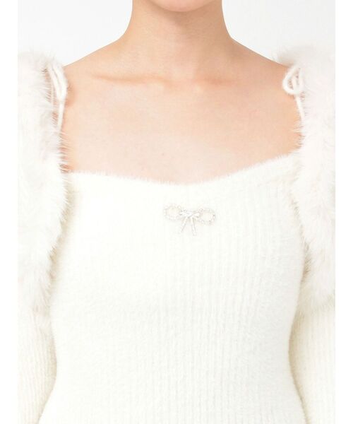 EATME（イートミー）の「ニットベアワンピース&ファートリムボレロセット（ワンピース・レディース・オフホワイト/グレー/ブラック・FREE）」の5枚目の写真