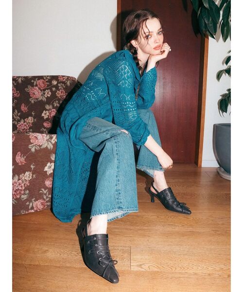 EVRIS（エヴリス）の「オープンニットロングカーディガン（カーディガン/ボレロ・レディース・アイボリー/ブラック/ブルー・FREE）」の8枚目の写真