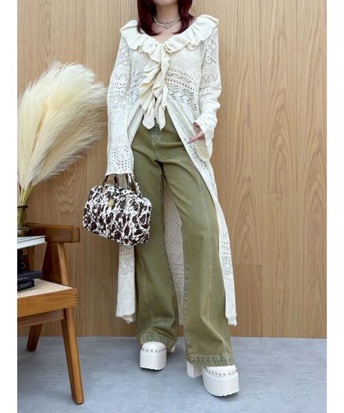 EVRIS（エヴリス）の「オープンニットロングカーディガン（カーディガン/ボレロ・レディース・アイボリー/ブラック/ブルー・FREE）」の14枚目の写真