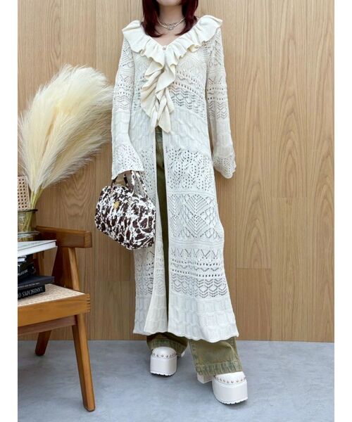 EVRIS（エヴリス）の「オープンニットロングカーディガン（カーディガン/ボレロ・レディース・アイボリー/ブラック/ブルー・FREE）」の15枚目の写真