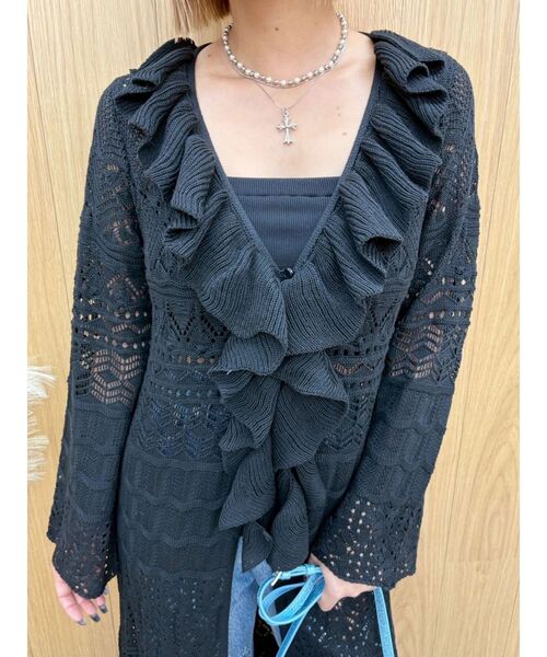 EVRIS（エヴリス）の「オープンニットロングカーディガン（カーディガン/ボレロ・レディース・アイボリー/ブラック/ブルー・FREE）」の17枚目の写真