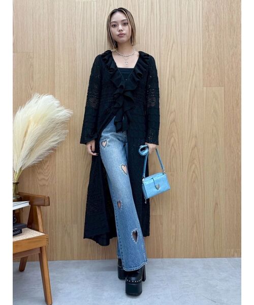 EVRIS（エヴリス）の「オープンニットロングカーディガン（カーディガン/ボレロ・レディース・アイボリー/ブラック/ブルー・FREE）」の20枚目の写真