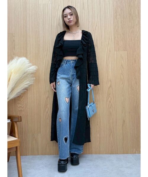 EVRIS（エヴリス）の「オープンニットロングカーディガン（カーディガン/ボレロ・レディース・アイボリー/ブラック/ブルー・FREE）」の21枚目の写真