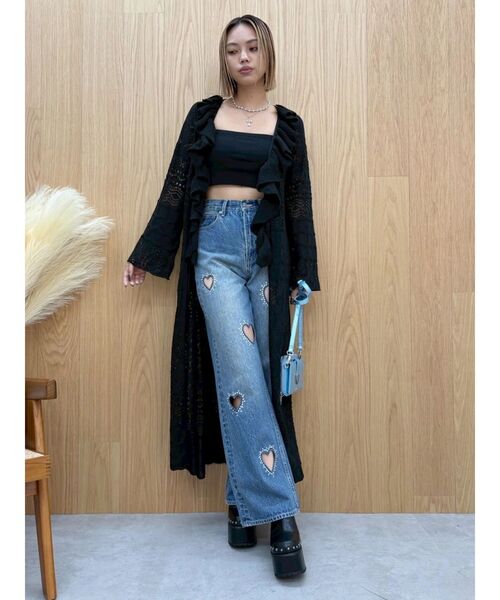 EVRIS（エヴリス）の「オープンニットロングカーディガン（カーディガン/ボレロ・レディース・アイボリー/ブラック/ブルー・FREE）」の22枚目の写真