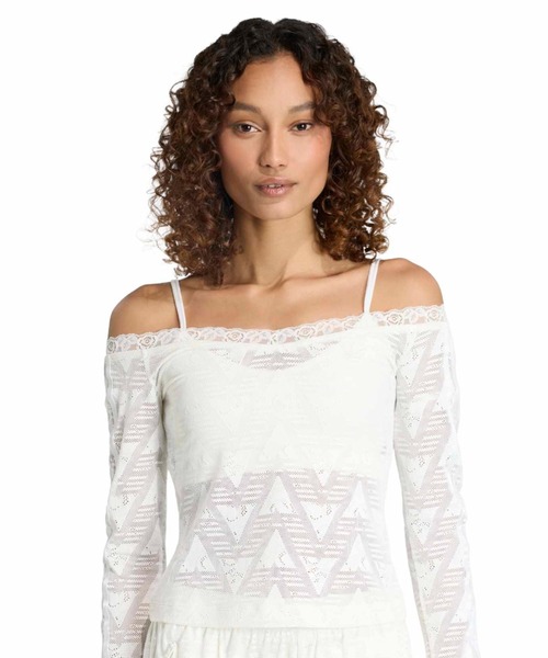 adidas(アディダス)の「adidas LACE BARDOT TOP / アディダス レース バルドー トップ(Tシャツ/カットソー・レディース・ホワイト・L/M/S)」の1枚目の写真