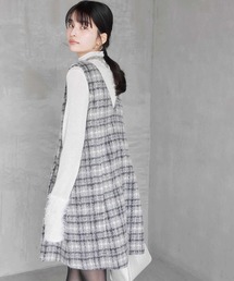 VIS（ビス）の「シャギーVネックミニ丈ジャンパースカート（ジャンパースカート）」