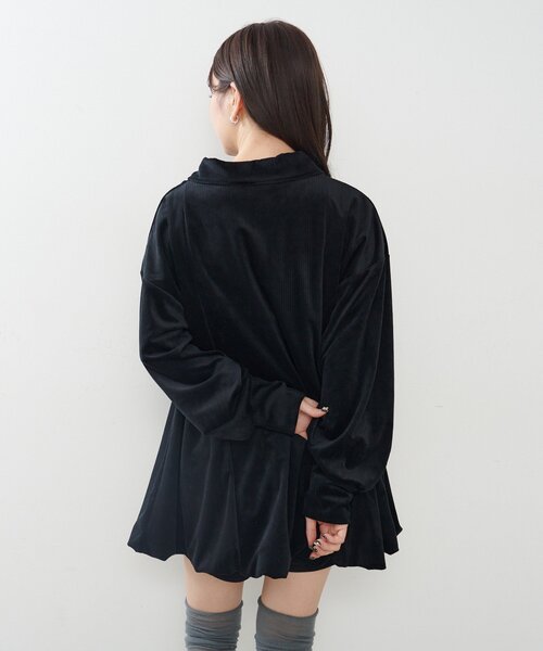 セール】針抜きベロアバルーンミニワンピース（ワンピース）｜Kastane