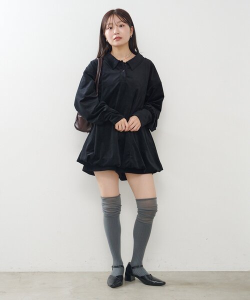 セール】針抜きベロアバルーンミニワンピース（ワンピース）｜Kastane