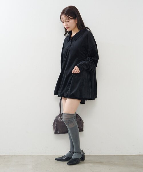 Kastane（カスタネ）の「針抜きベロアバルーンミニワンピース（ワンピース・レディース・チャコールグレー/ブラック・FREE）」の15枚目の写真