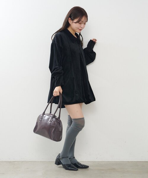 Kastane（カスタネ）の「針抜きベロアバルーンミニワンピース（ワンピース・レディース・チャコールグレー/ブラック・FREE）」の16枚目の写真