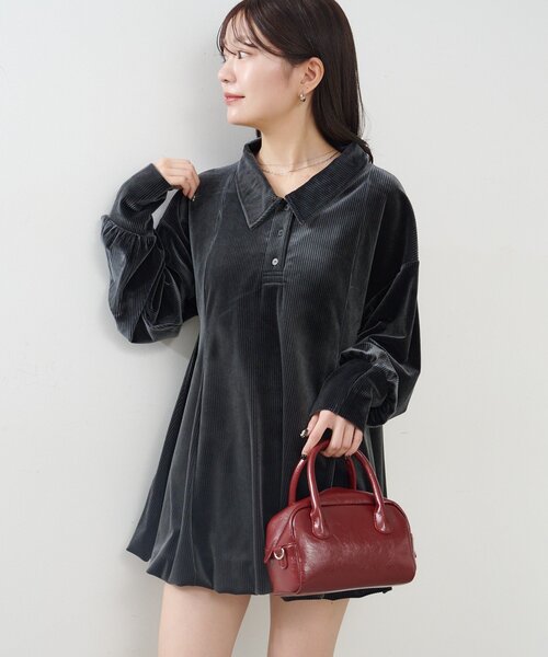 Kastane（カスタネ）の「針抜きベロアバルーンミニワンピース（ワンピース・レディース・チャコールグレー/ブラック・FREE）」の20枚目の写真