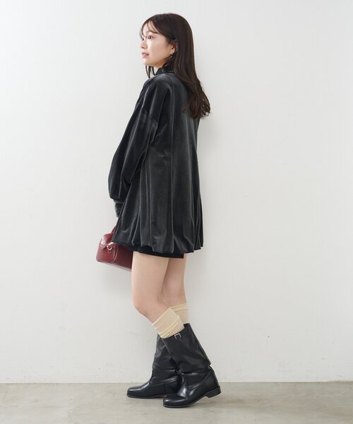 Kastane（カスタネ）の「針抜きベロアバルーンミニワンピース（ワンピース・レディース・チャコールグレー/ブラック・FREE）」の12枚目の写真