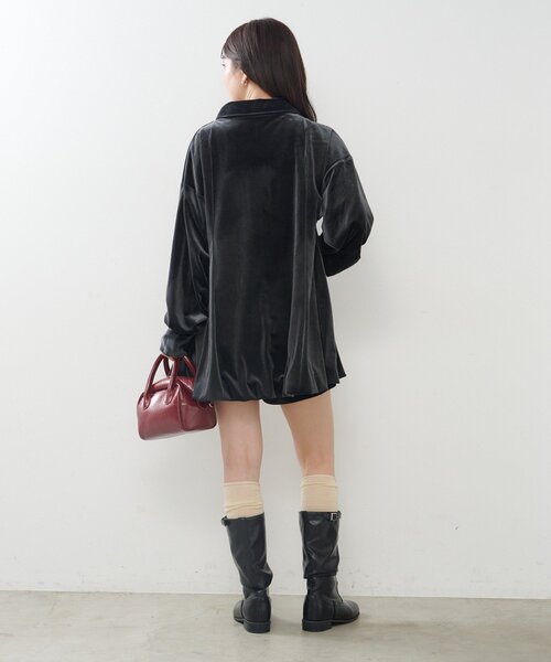 Kastane（カスタネ）の「針抜きベロアバルーンミニワンピース（ワンピース・レディース・チャコールグレー/ブラック・FREE）」の14枚目の写真