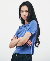 リボンタイスリム半袖Tシャツ_BLUE