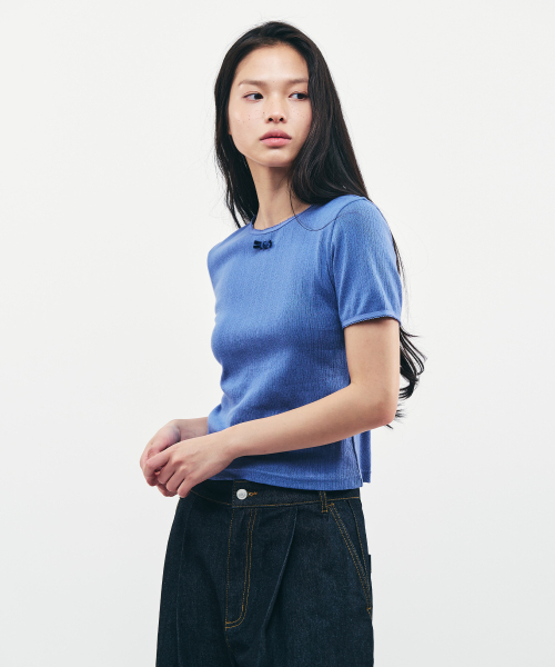CITYBREEZE(シティブリーズ)の「リボンタイスリム半袖Tシャツ_BLUE(Tシャツ/カットソー・レディース・ブルー・SMALL/MEDIUM)」の5枚目の写真