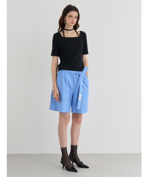 LE YIEL（ルイエル）の「スクエアネックストリングTシャツ_ブラック（Tシャツ/カットソー・レディース・ブラック・MEDIUM）」の4枚目の写真
