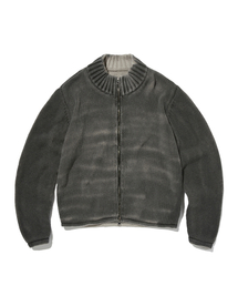 suade（スエード）の「WASHED KNIT ZIP UP [CHARCOAL GRAY]（カーディガン/ボレロ）」