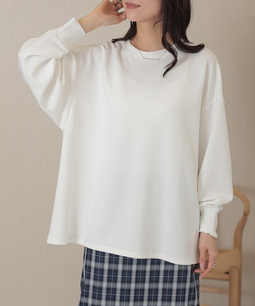 DAYRA(デイラ)の「ソリッドカラー 長袖 ロング ベーシック プルオーバー(Tシャツ/カットソー・レディース・ベージュ/ホワイト/ブラック/グレイッシュベージュ・S/FREE)」の1枚目の写真