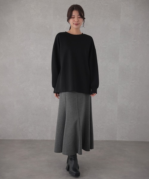 DAYRA(デイラ)の「ソリッドカラー 長袖 ロング ベーシック プルオーバー(Tシャツ/カットソー・レディース・ベージュ/ホワイト/ブラック/グレイッシュベージュ・S/FREE)」の5枚目の写真