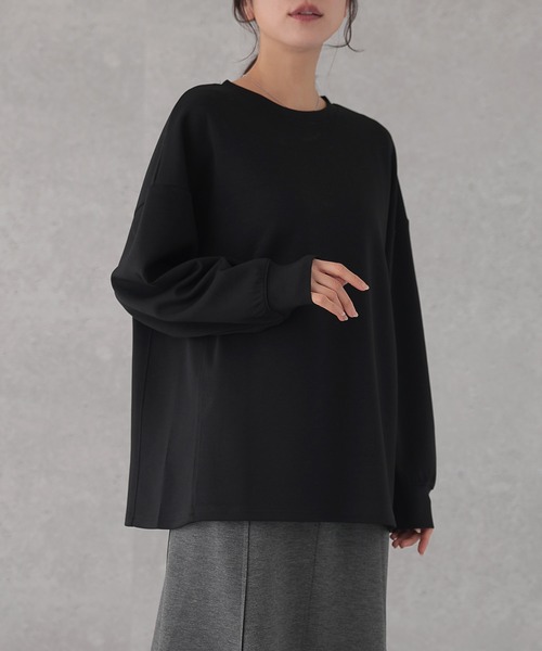 DAYRA(デイラ)の「ソリッドカラー 長袖 ロング ベーシック プルオーバー(Tシャツ/カットソー・レディース・ベージュ/ホワイト/ブラック/グレイッシュベージュ・S/FREE)」の6枚目の写真