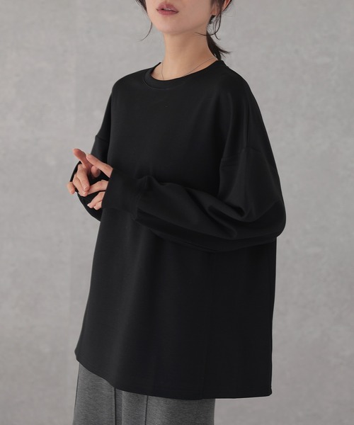 DAYRA(デイラ)の「ソリッドカラー 長袖 ロング ベーシック プルオーバー(Tシャツ/カットソー・レディース・ベージュ/ホワイト/ブラック/グレイッシュベージュ・S/FREE)」の8枚目の写真