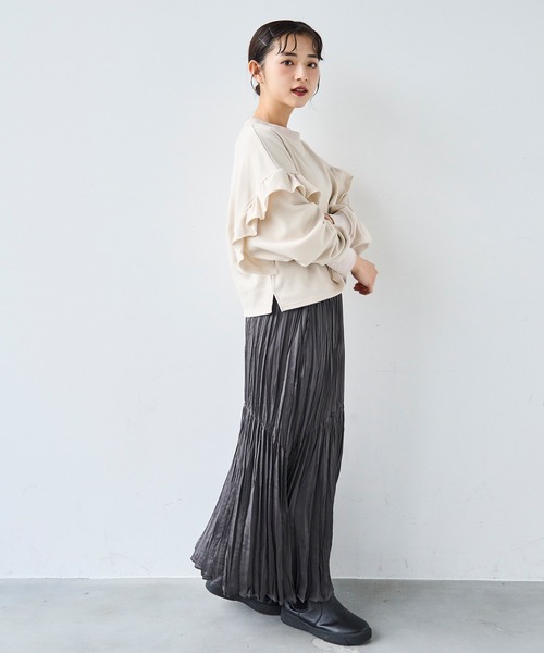mil(ミル)の「袖フリル クロップドスウェット【585127】(スウェット・レディース・ライトグレー/アイボリー/ブラック・ONE SIZE)」の18枚目の写真
