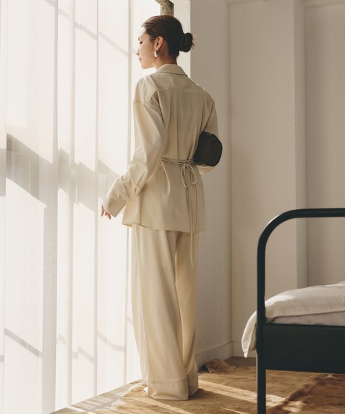 KINO THE KEI(キノザケイ)の「DAILY&LOUNGEWEAR パイピング ワイド パンツ KINO THE KEI(その他パンツ・レディース・アイボリー/ブラウン/ネイビー・S/M)」の16枚目の写真